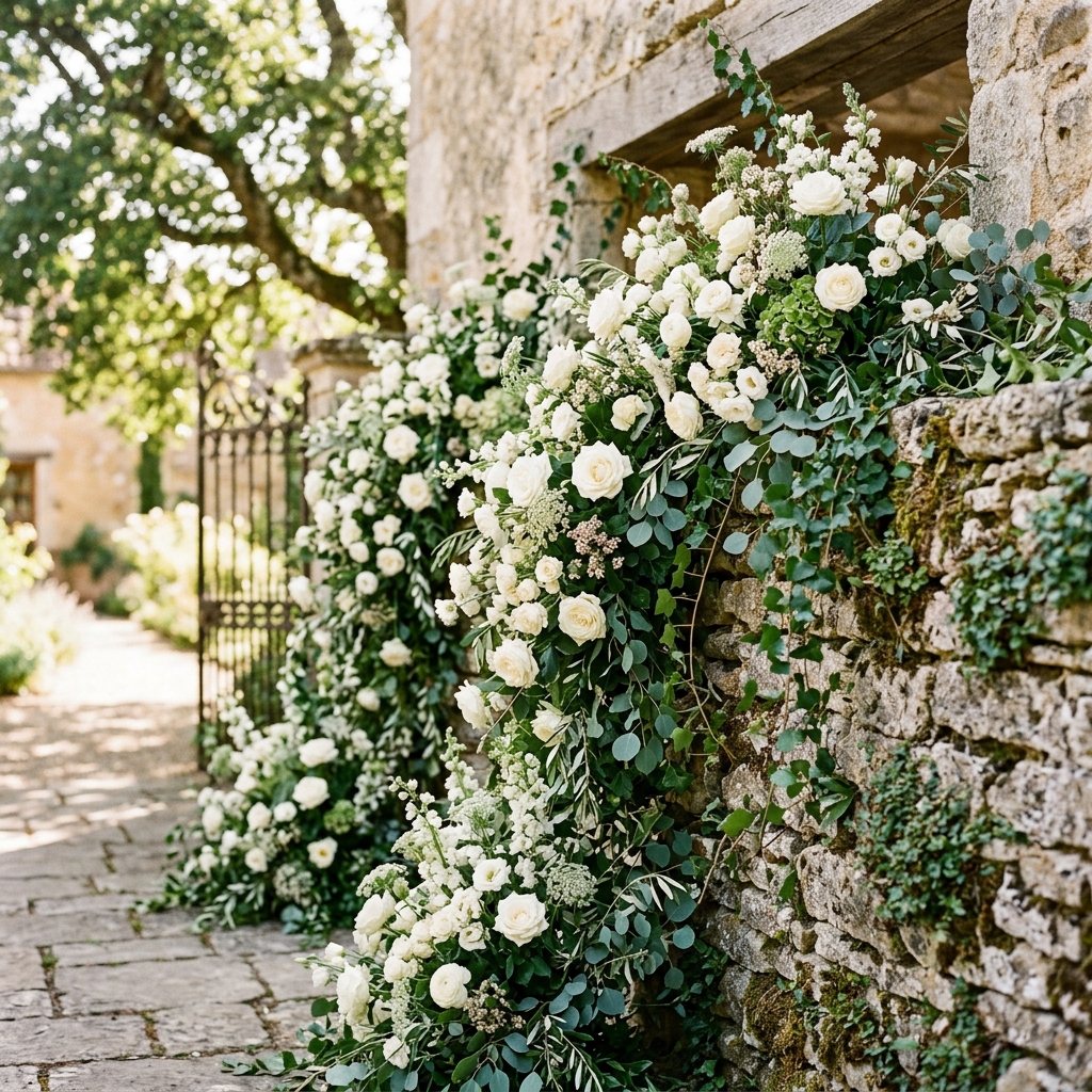 White wedding arch installation detail